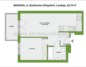 Mieszkanie na sprzedaż, Warszawa M. Warszawa Bemowo Batalionów Chłopskich, 783 403 zł, 43,79 m2, MS-159697