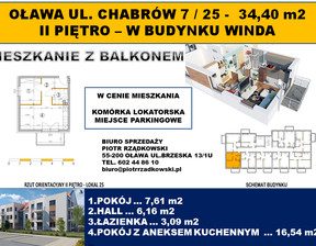 Mieszkanie na sprzedaż, Oławski (Pow.) Oława Chabrów, 354 040 zł, 33,4 m2, 473