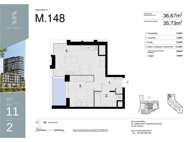 Mieszkanie w inwestycji Sky Trust etap II, symbol M148 » nportal.pl