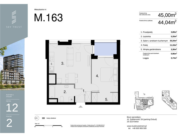 Mieszkanie w inwestycji Sky Trust etap II, symbol M163 » nportal.pl