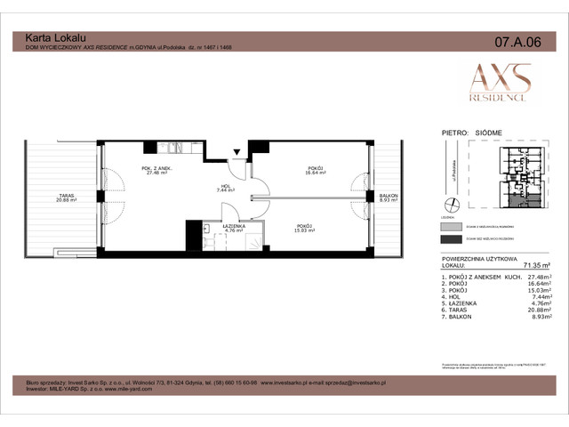 Mieszkanie w inwestycji AXS Residence, budynek Rezerwacja, symbol 07.A.06 » nportal.pl