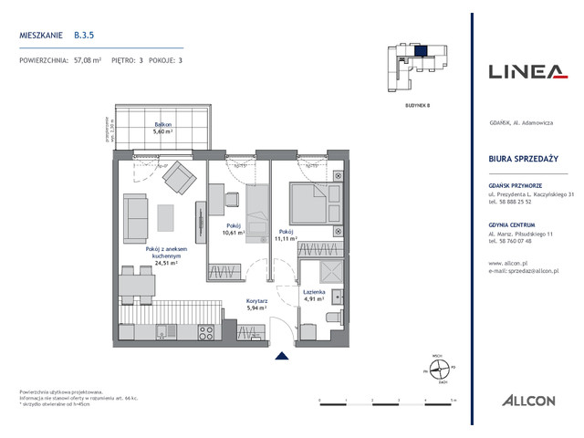 Mieszkanie w inwestycji LINEA, symbol B.3.5 » nportal.pl