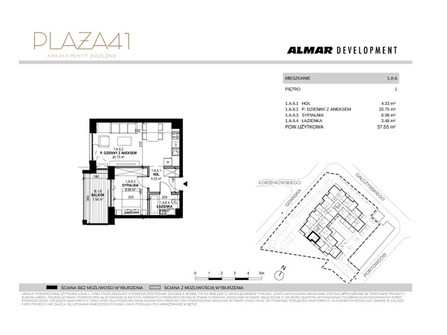 Mieszkanie w inwestycji PLAŻA 41 APARTMENTY BRZEŹNO, symbol 1.A.6 » nportal.pl