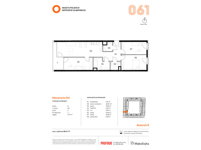 Mieszkanie w inwestycji Miasto Polskich Mistrzów Olimpijskich , symbol B061 » nportal.pl