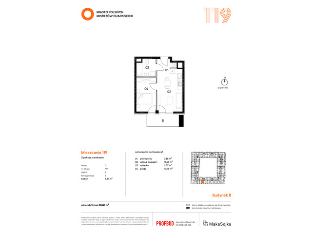 Mieszkanie w inwestycji Miasto Polskich Mistrzów Olimpijskich , symbol D119 » nportal.pl