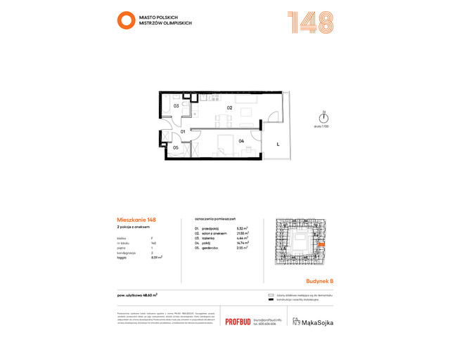 Mieszkanie w inwestycji Miasto Polskich Mistrzów Olimpijskich , symbol F148 » nportal.pl