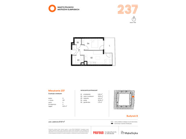 Mieszkanie w inwestycji Miasto Polskich Mistrzów Olimpijskich , symbol G237 » nportal.pl