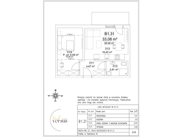 Mieszkanie w inwestycji Osiedle Versus, symbol B1/M31 » nportal.pl
