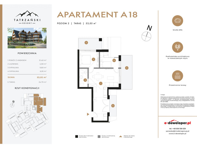 Mieszkanie w inwestycji Tatrzański Resort, symbol A18 » nportal.pl