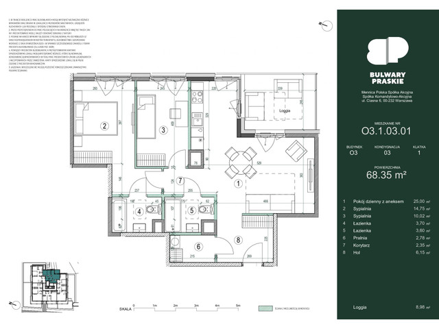Mieszkanie w inwestycji Bulwary Praskie, symbol O3.1.03.01 » nportal.pl