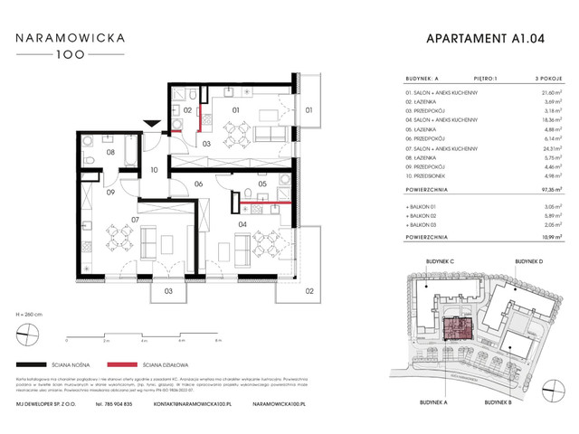 Mieszkanie w inwestycji Naramowicka 100, symbol A-A1.04 » nportal.pl