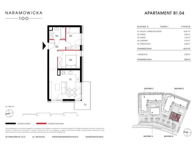 Mieszkanie w inwestycji Naramowicka 100, symbol B-B1.04 » nportal.pl