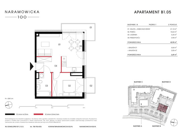 Mieszkanie w inwestycji Naramowicka 100, symbol B-B1.05 » nportal.pl