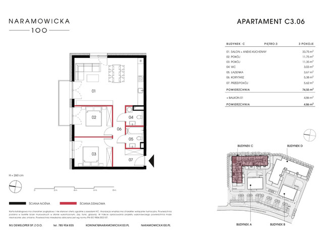 Mieszkanie w inwestycji Naramowicka 100, symbol C-C3.06 » nportal.pl