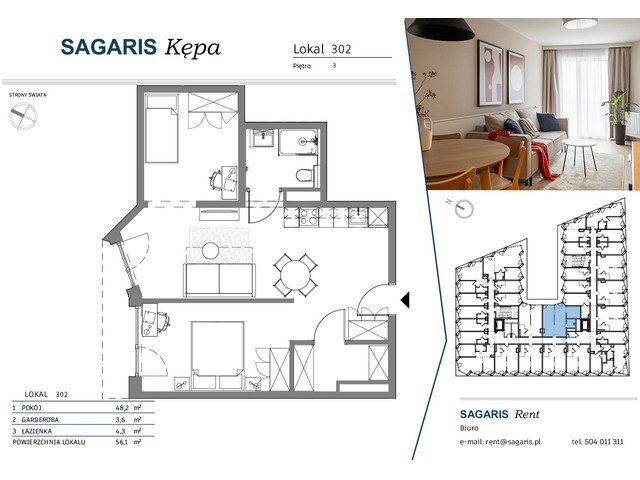 Komercyjne w inwestycji SAGARIS KĘPA, budynek Grand Suite, symbol 302 » nportal.pl