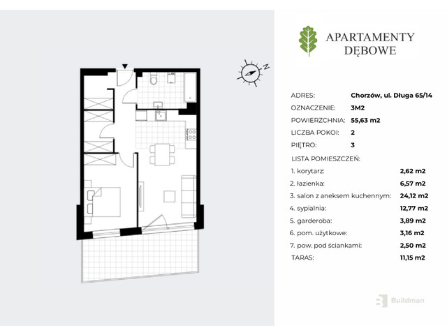 Mieszkanie w inwestycji Apartamenty Dębowe, symbol 3M2 » nportal.pl