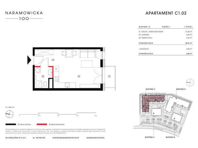 Mieszkanie w inwestycji Naramowicka 100, symbol C1.02 » nportal.pl