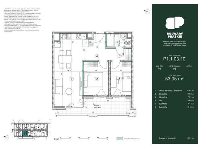 Mieszkanie w inwestycji Bulwary Praskie, symbol P1.1.03.10 » nportal.pl