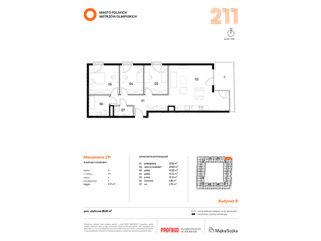 Mieszkanie w inwestycji Miasto Polskich Mistrzów Olimpijskich , symbol B/07/02/G211 » nportal.pl