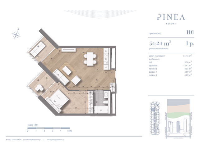 Mieszkanie w inwestycji PINEA Resort | Apartamenty inwestycyj..., budynek Pinea / apartament przy plaży, symbol 110 » nportal.pl