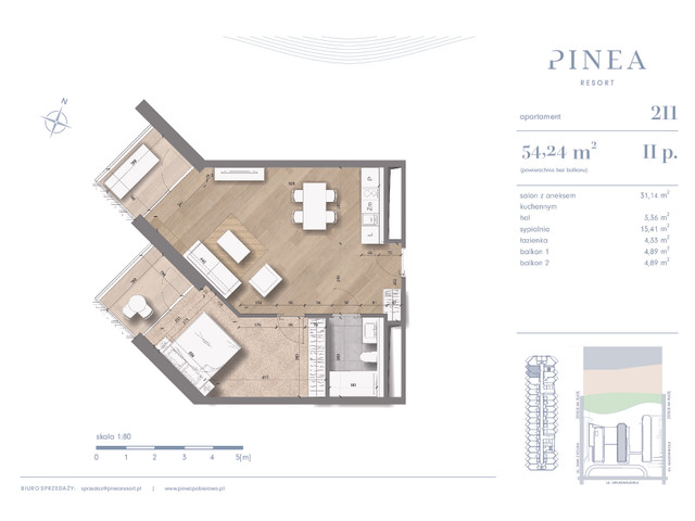 Mieszkanie w inwestycji PINEA Resort | Apartamenty inwestycyj..., budynek Pinea / apartament przy plaży, symbol 211 » nportal.pl