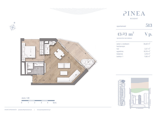 Mieszkanie w inwestycji PINEA Resort | Apartamenty inwestycyj..., budynek Pinea / apartament przy plaży, symbol 513 » nportal.pl