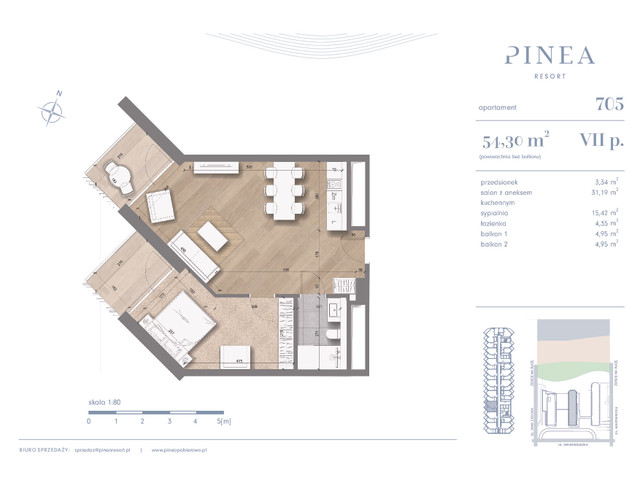 Mieszkanie w inwestycji PINEA Resort | Apartamenty inwestycyj..., budynek Pinea / apartament przy plaży, symbol 705 » nportal.pl