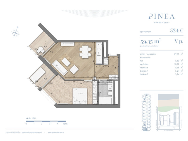 Mieszkanie w inwestycji PINEA Resort | Apartamenty inwestycyj..., budynek Pinea / apartament przy plaży gotowy do odbioru, symbol 524 » nportal.pl