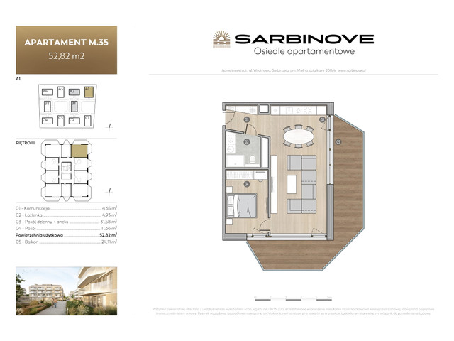 Mieszkanie w inwestycji Sarbinove Osiedle Apartamentowe, budynek Rezerwacja, symbol A1.M.35 » nportal.pl