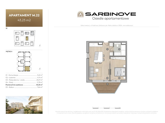 Mieszkanie w inwestycji Sarbinove Osiedle Apartamentowe, budynek Rezerwacja, symbol B1.M.22 » nportal.pl