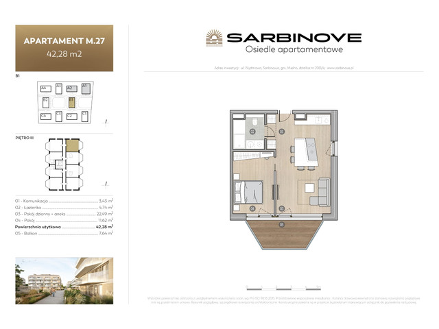 Mieszkanie w inwestycji Sarbinove Osiedle Apartamentowe, budynek Rezerwacja, symbol B1.M.27 » nportal.pl