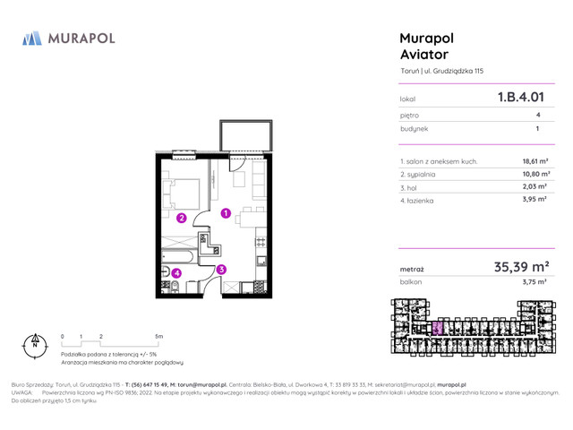 Mieszkanie w inwestycji Murapol Aviator, symbol 1.B.4.01 » nportal.pl