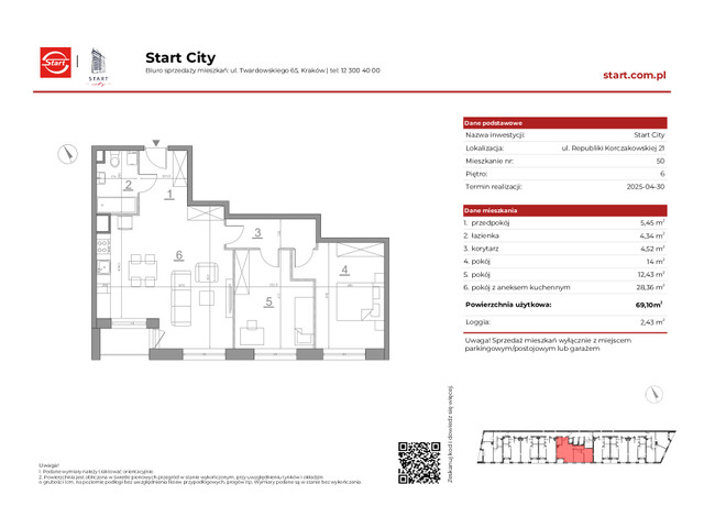 Mieszkanie w inwestycji Start City Etap IV, symbol 21/50 » nportal.pl