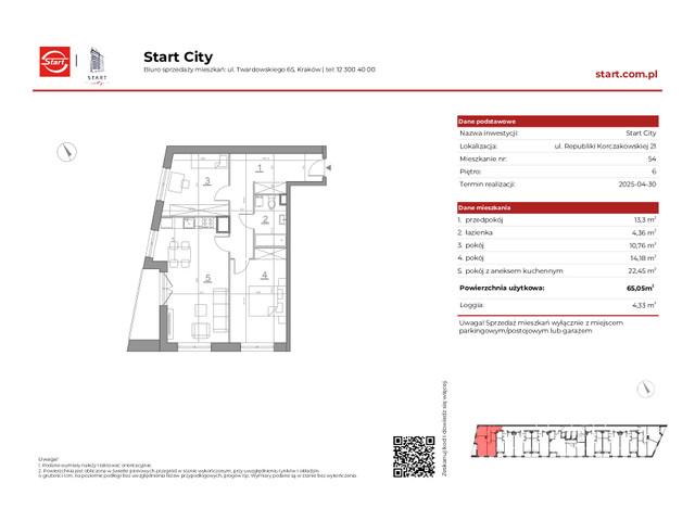 Mieszkanie w inwestycji Start City Etap IV, symbol 21/54 » nportal.pl