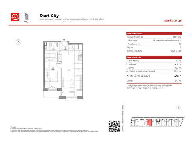 Mieszkanie w inwestycji Start City Etap IV, symbol 21/77 » nportal.pl