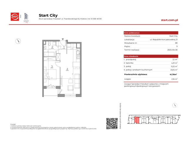 Mieszkanie w inwestycji Start City Etap IV, symbol 21/80 » nportal.pl