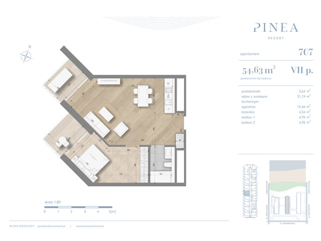Mieszkanie w inwestycji PINEA Apartments | Apartamenty tuż pr..., symbol 707 » nportal.pl