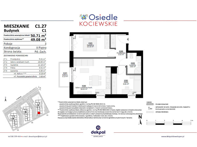 Mieszkanie w inwestycji Osiedle Kociewskie etap III, budynek Promocja!, symbol C1.27 » nportal.pl