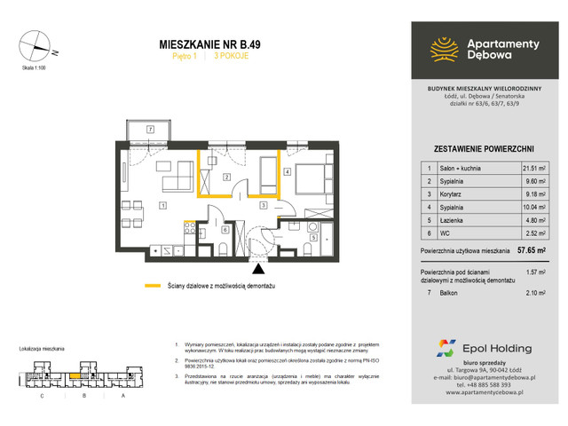 Mieszkanie w inwestycji Apartamenty Dębowa, symbol B.49 » nportal.pl