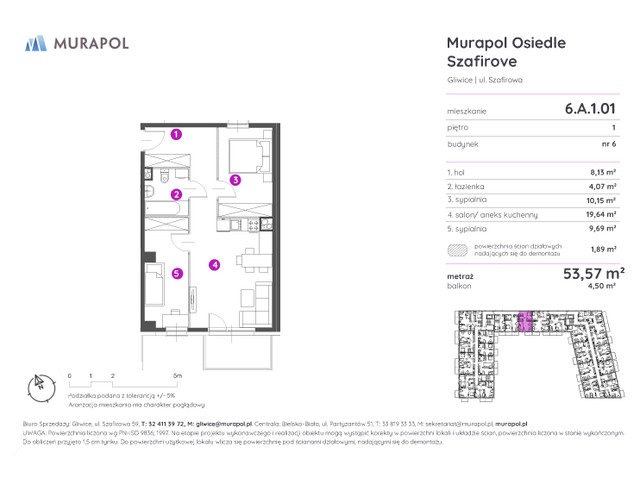 Mieszkanie w inwestycji Murapol Osiedle Szafirove, symbol 6.A.1.01 » nportal.pl