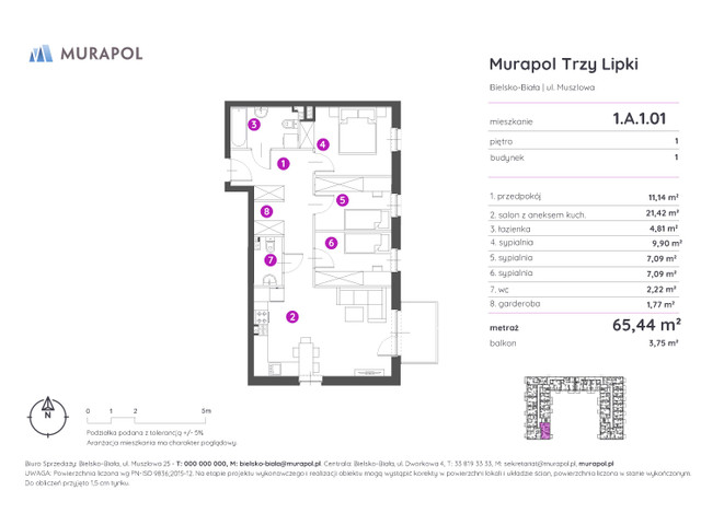 Mieszkanie w inwestycji Murapol Trzy Lipki, symbol 1.A.1.01 » nportal.pl