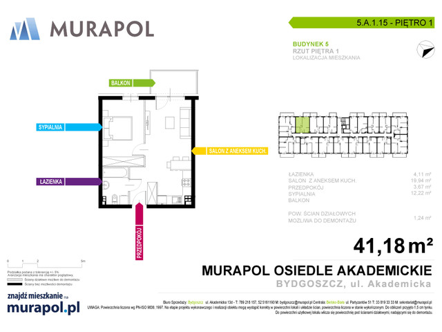 Mieszkanie w inwestycji Murapol Osiedle Akademickie, symbol 5.A.1.15 » nportal.pl