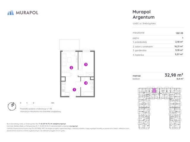 Mieszkanie w inwestycji Murapol Argentum, symbol 1.B.1.10 » nportal.pl
