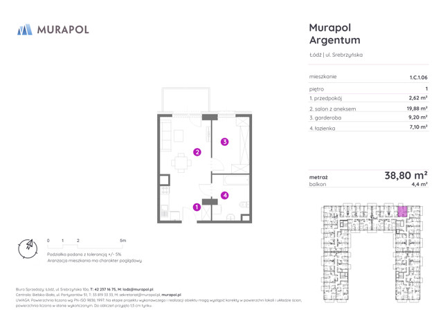 Mieszkanie w inwestycji Murapol Argentum, symbol 1.C.1.06 » nportal.pl