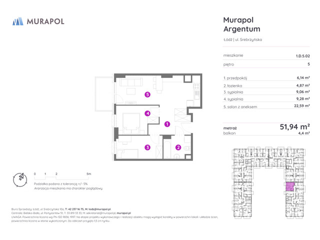 Mieszkanie w inwestycji Murapol Argentum, symbol 1.D.5.02 » nportal.pl