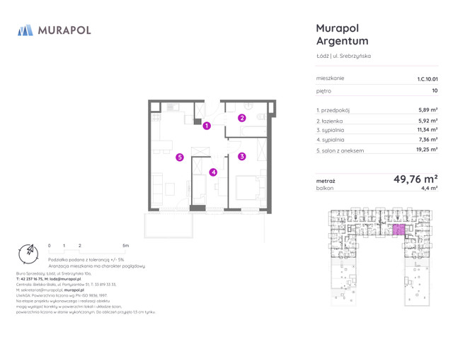 Mieszkanie w inwestycji Murapol Argentum, symbol 1.C.10.01 » nportal.pl