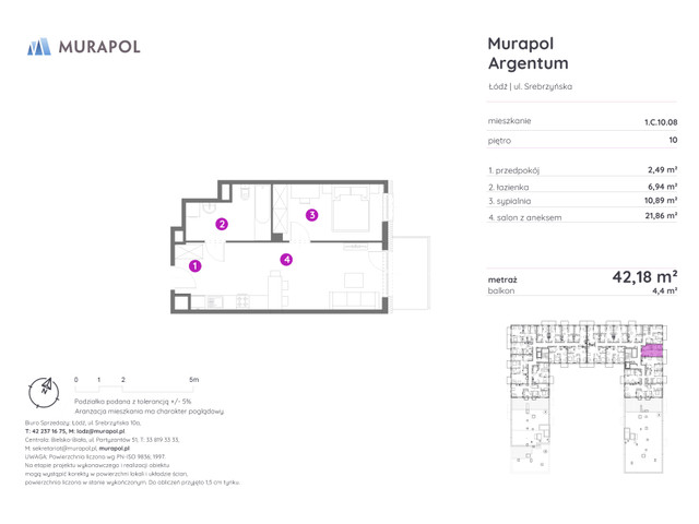 Mieszkanie w inwestycji Murapol Argentum, symbol 1.C.10.08 » nportal.pl