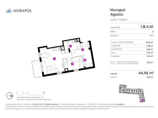 Mieszkanie w inwestycji Murapol Agosto, symbol 1.B.4.01 » nportal.pl