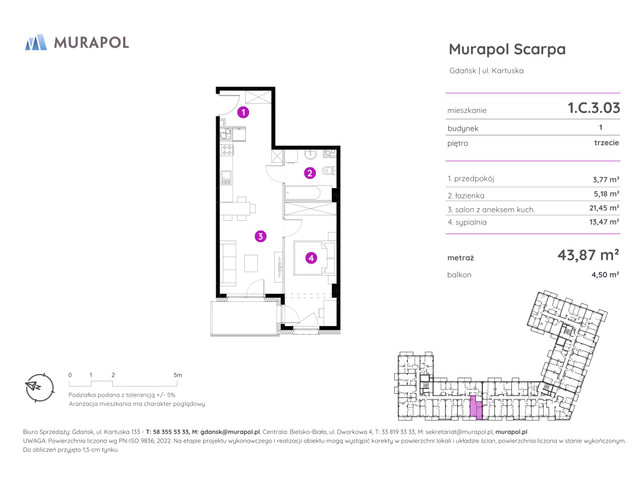 Mieszkanie w inwestycji Murapol Scarpa, symbol 1.C.3.03 » nportal.pl