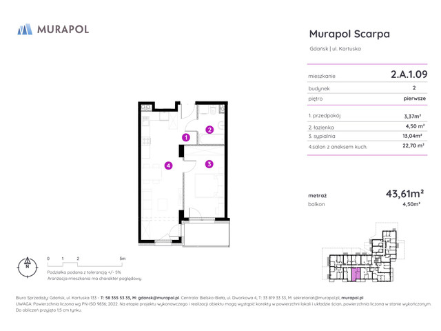 Mieszkanie w inwestycji Murapol Scarpa, symbol 2.A.1.09 » nportal.pl
